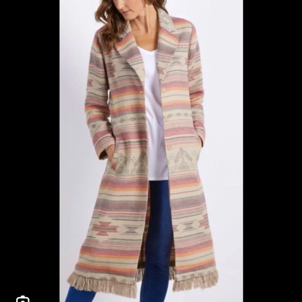 Soft Surroundings Western Ranch House Aztec Robe Coat Size S - Picture 2 of 10